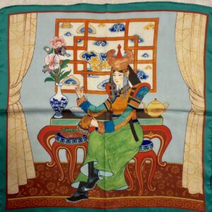 Mongolian Print Silk Scarf